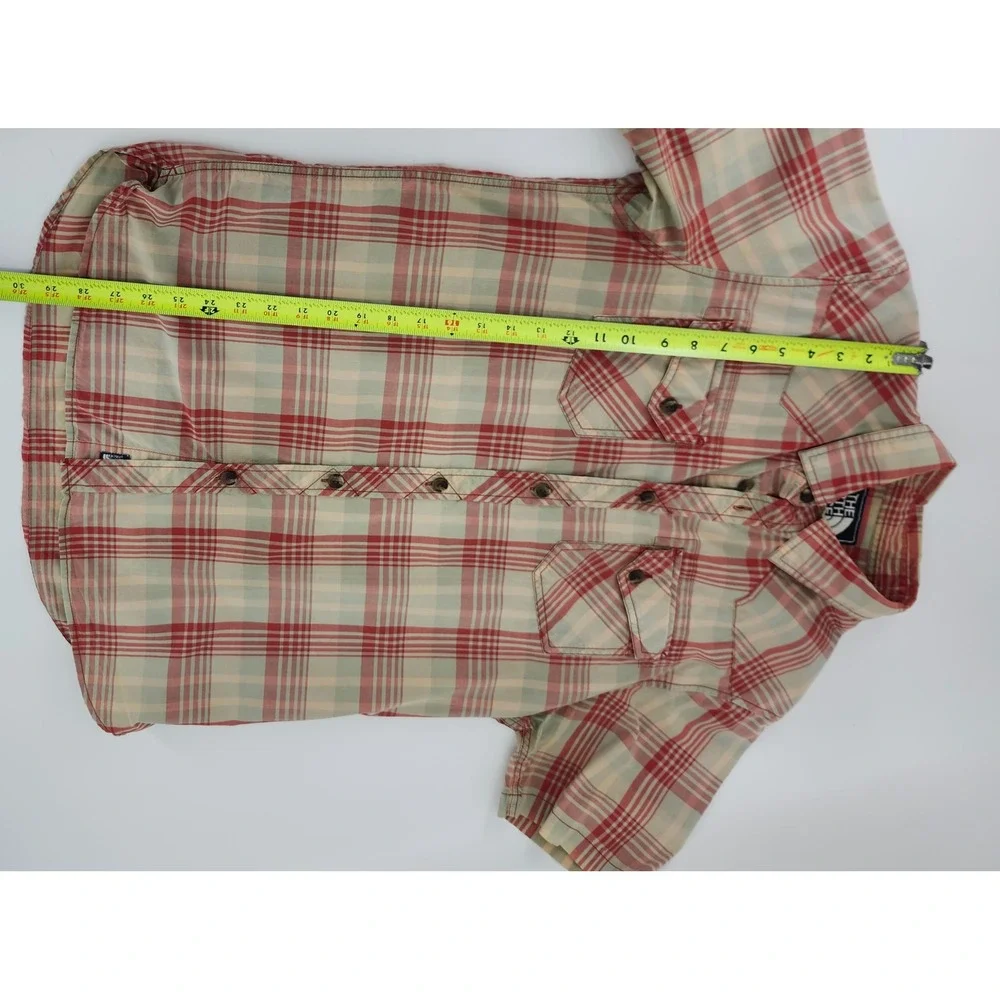 The North Face Mens Red Plaid Short Sleeve Western Button Up Shirt Medium M